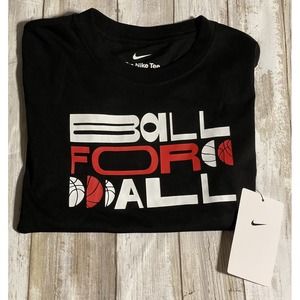 NWT Nike Boys Black/white/red  T-shirt Size 6-7  Ball‎ For All Basketball